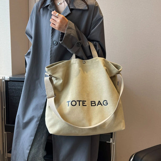 Premium Thickened Canvas Retro Tote | Large Capacity Women’s Commuter Handbag | High-End Sense Student Shoulder Bag with Interior Zipper Pocket Luxegan