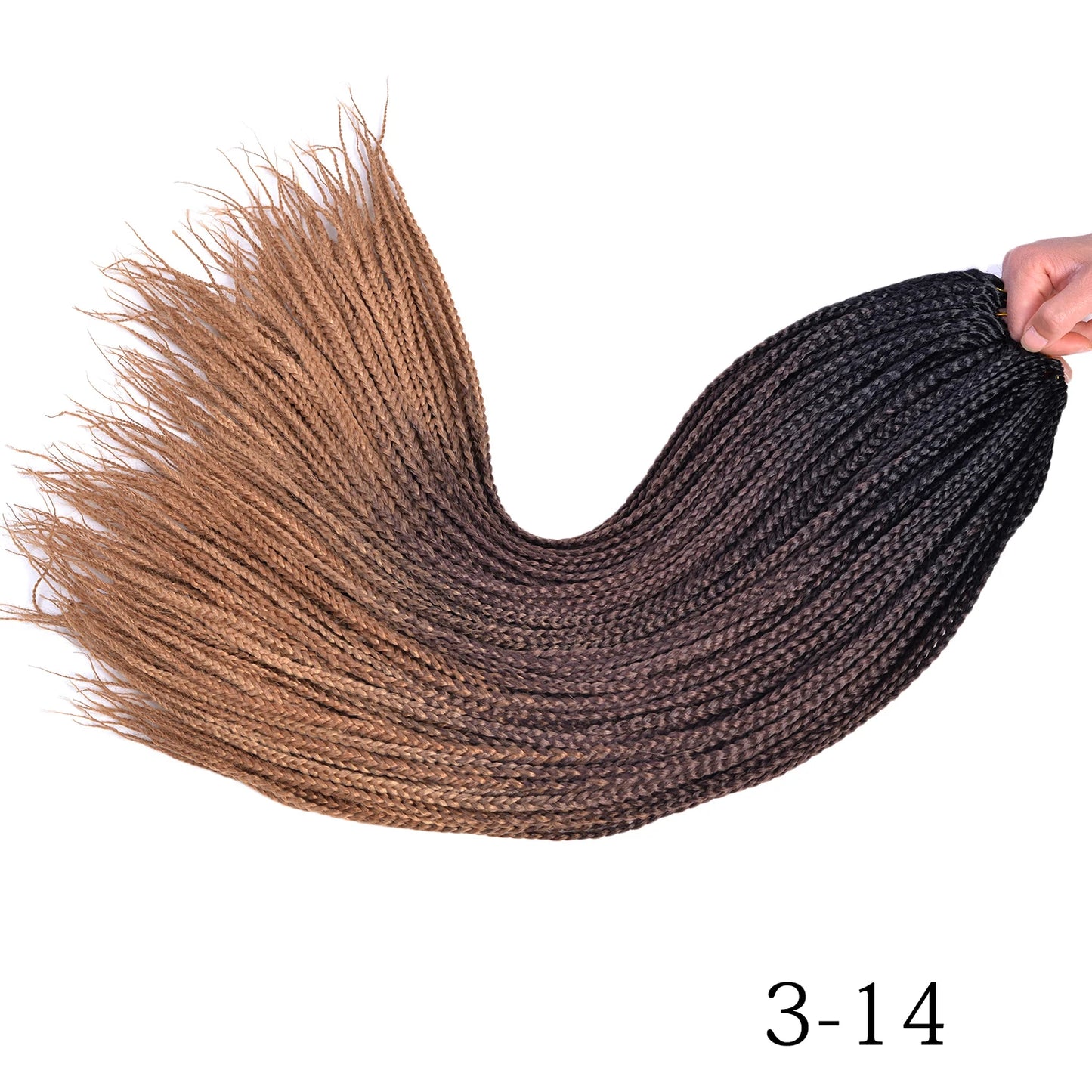 Ombre Box Braids Crochet Hair Extensions – Synthetic Straight Braiding Hair 14"/18"/24" | 22 Strands/Pack