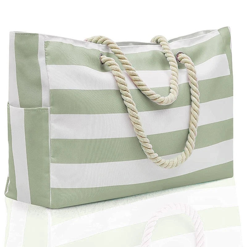 Large Waterproof Beach Tote Bag | Zipper Shoulder & Pool Bag Luxegan