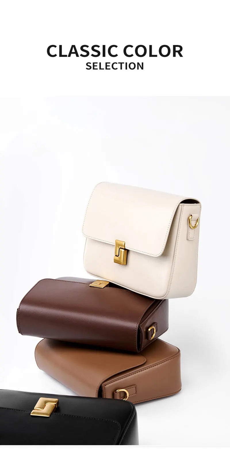 New Fashion Women's Genuine Leather Small Square Bag | Versatile Commuting Crossbody Shoulder Handbag Luxegan