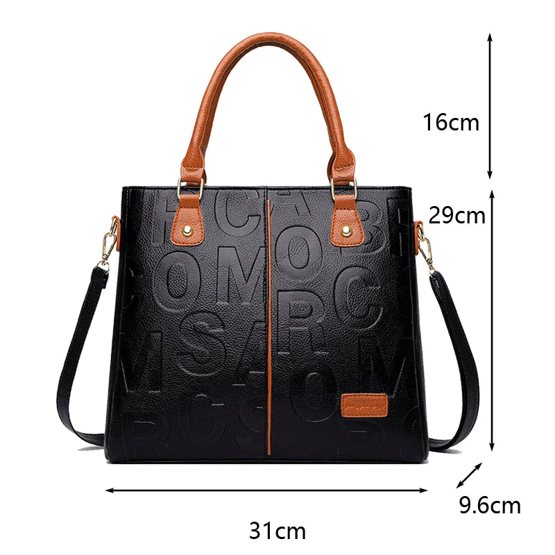 Luxury Large Capacity PU Leather Crossbody Tote Luxegan