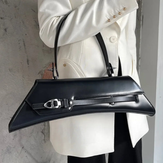 Exquisite Soft Leather Commuter Shoulder Bag | Senior Minority Personalized Underarm Bag (Moto Casual Latch Armpit Handbag) Luxegan