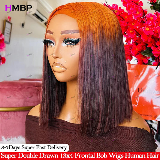Vietnamese Super Double Drawn 350 Density Human Hair Hd Lace Frontal Wigs Bone Straight 13x6 Bob Wig Lace Front Human Hair Wigs
