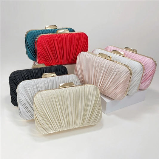 Classic Silky Evening Bag | Sophisticated "Light Pink" Silhouette | Elegant High-End Ruched Handbag | "Dignified" High-Performance Pleated Party Essential for Radiant Versatile Styling Luxegan