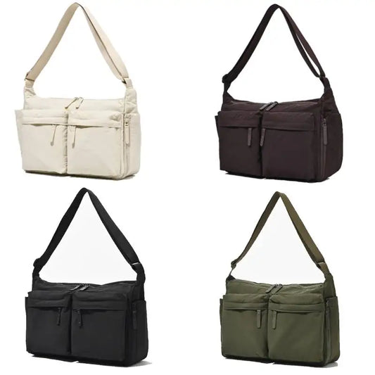 Large Capacity Solid Color Nylon & Canvas Travel Messenger Bag | Lightweight Female Shoulder Tote for Outdoor Hiking & Work (Unisex) Luxegan