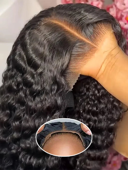 Water Wave Glueless Wig | Sophisticated HD Lace "Wear & Go" Silhouette | Elegant 250% Density Deep Wave Hairpiece | "Dignified" Swiss Lace Brazilian Human Hair Wig for Radiant Versatile Styling Luxegan
