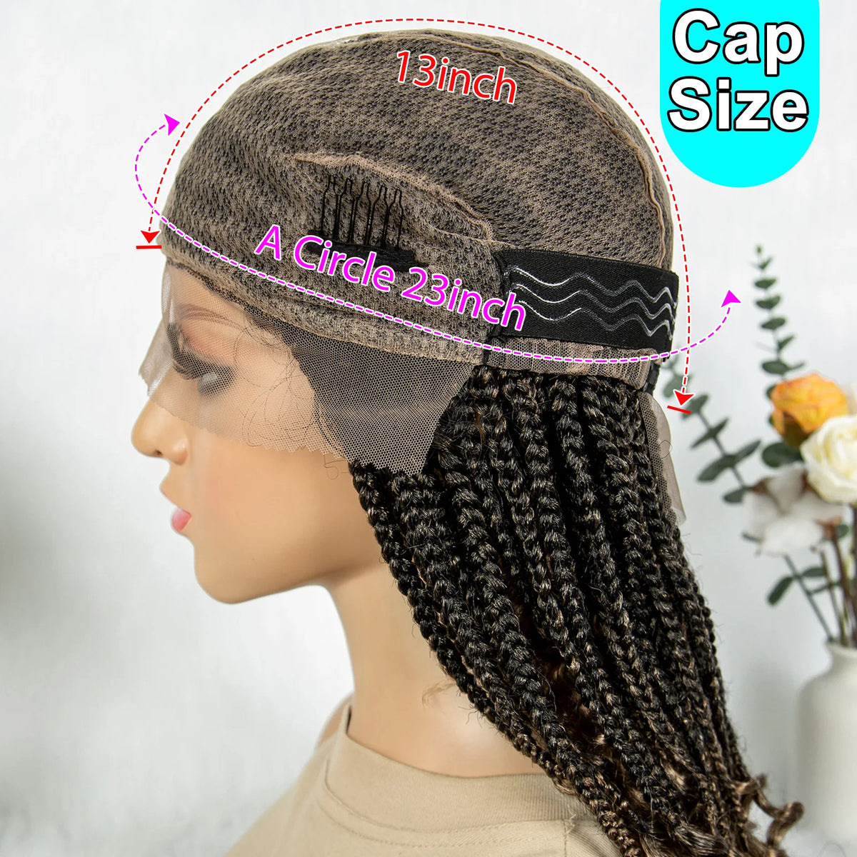16 Inch Boho Knotless Box Braided Wig | Full Lace | Curly Ends