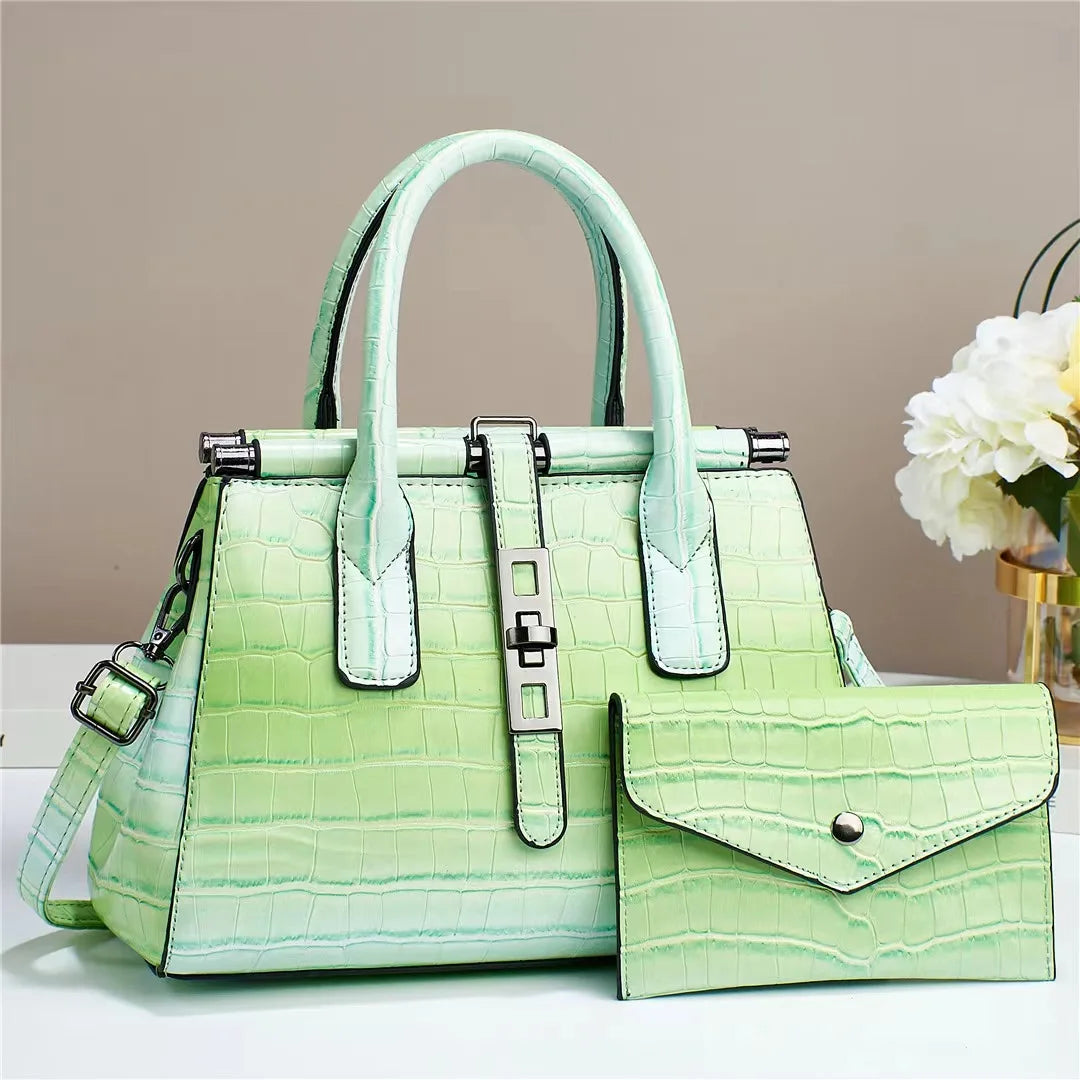 New Bright Leather Women's Bag | Large Capacity Female Shoulder & Crossbody Handbag (High Quality with Wallet, Sequined Panel) Luxegan