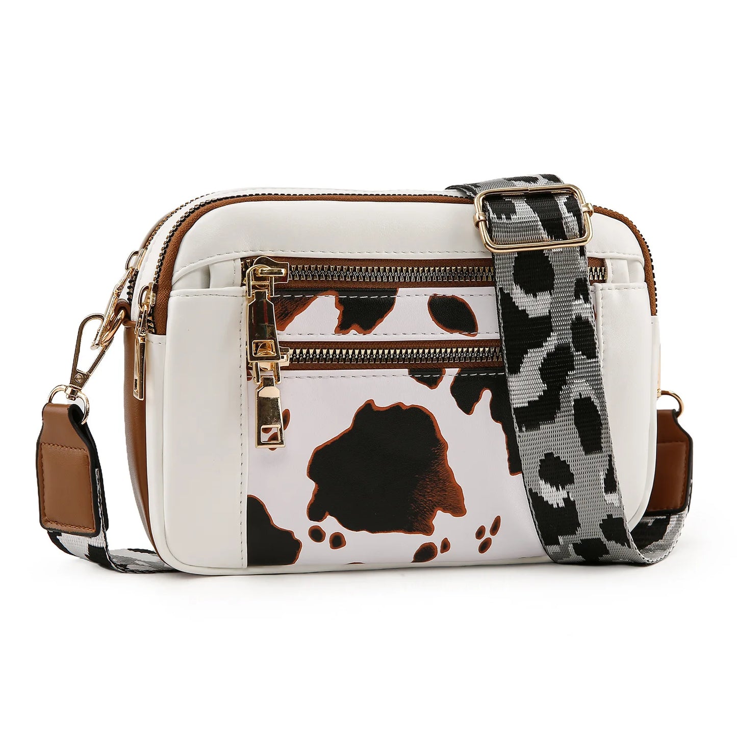 Stylish Wide Strap Leather Crossbody Bag | Color-Matching & Small Square Shoulder Bag Luxegan