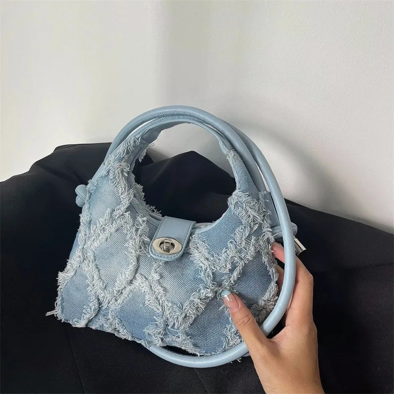 Fashion Denim Single Shoulder Bag | Women's Soft Chain Crossbody Handbag and Purse Luxegan