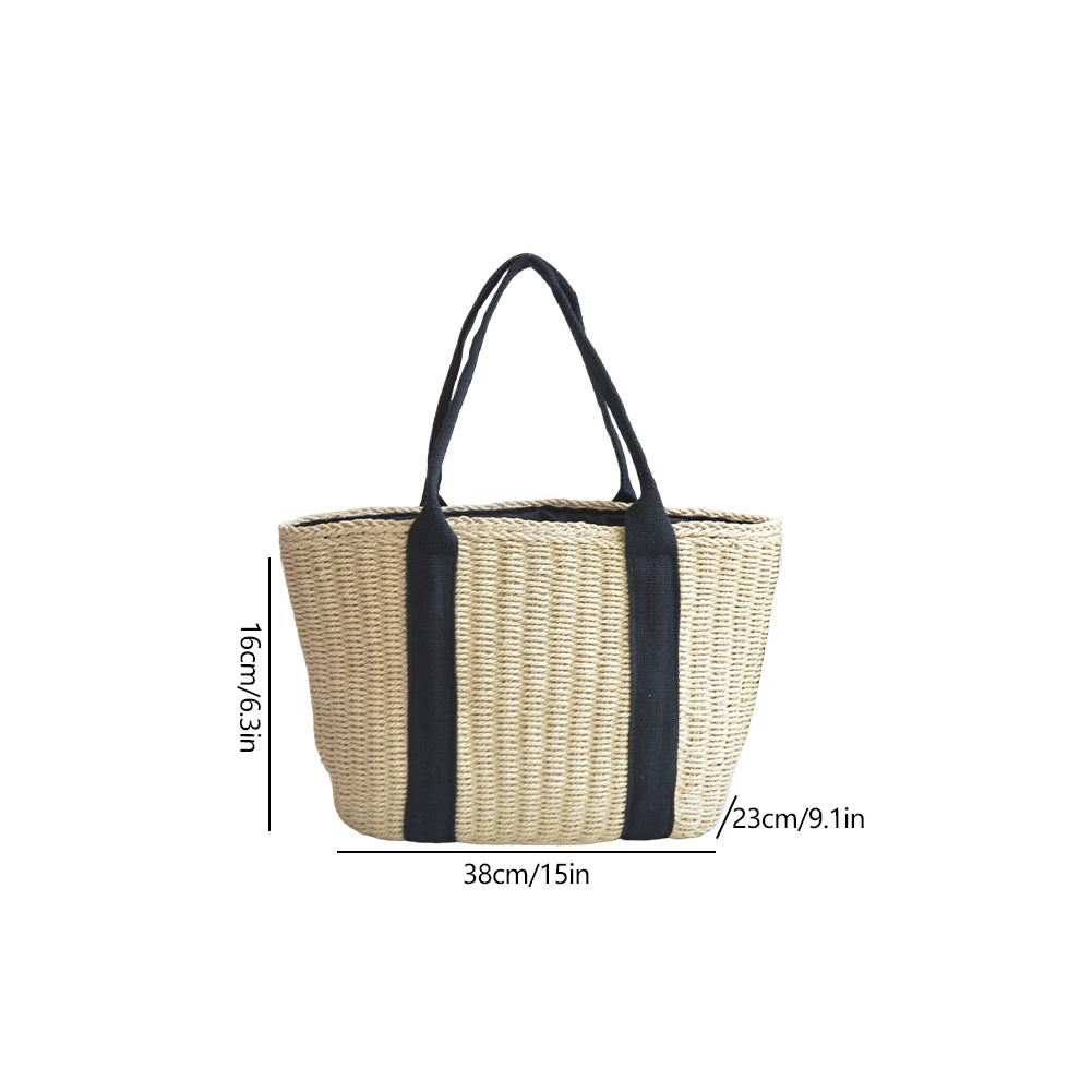Vintage Hollow Design Woven Shoulder Bag | Large Capacity Knitting Tote & Summer Beach Bag Luxegan