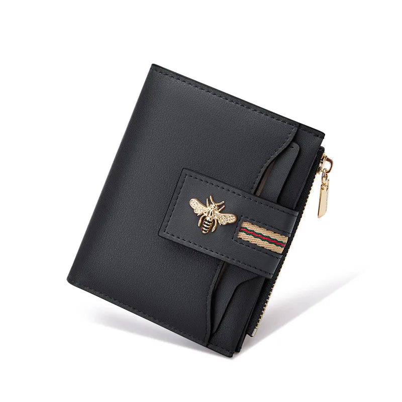 Short Women's Fashion Cowhide Wallet | Personalized Card Holder & Coin Money Bag | Premium Split Leather Bifold with Note Compartment & Photo Holder Luxegan