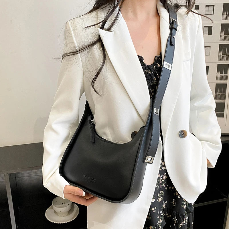 Small Belt Buckle Design Shoulder Bag for Women | New Fashion Trend Designer Crossbody Bag | Underarm Bag Handbag (Brown) Luxegan