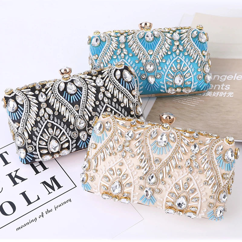 Luxury Beaded Rhinestone Clutch | Exquisite Wedding & Evening Purse Luxegan