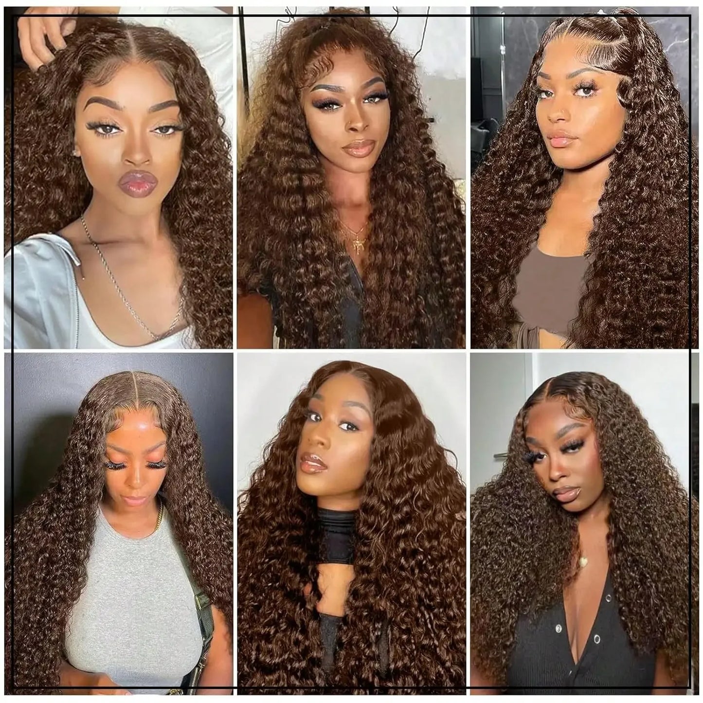 250% Density Chocolate Brown Deep Wave Lace Front Wig | Sophisticated 13x4 HD Transparent Lace Footwear | Elegant "Glueless" Silhouette | "Dignified" Brazilian Remy Human Hair for Radiant Versatile Styling Luxegan