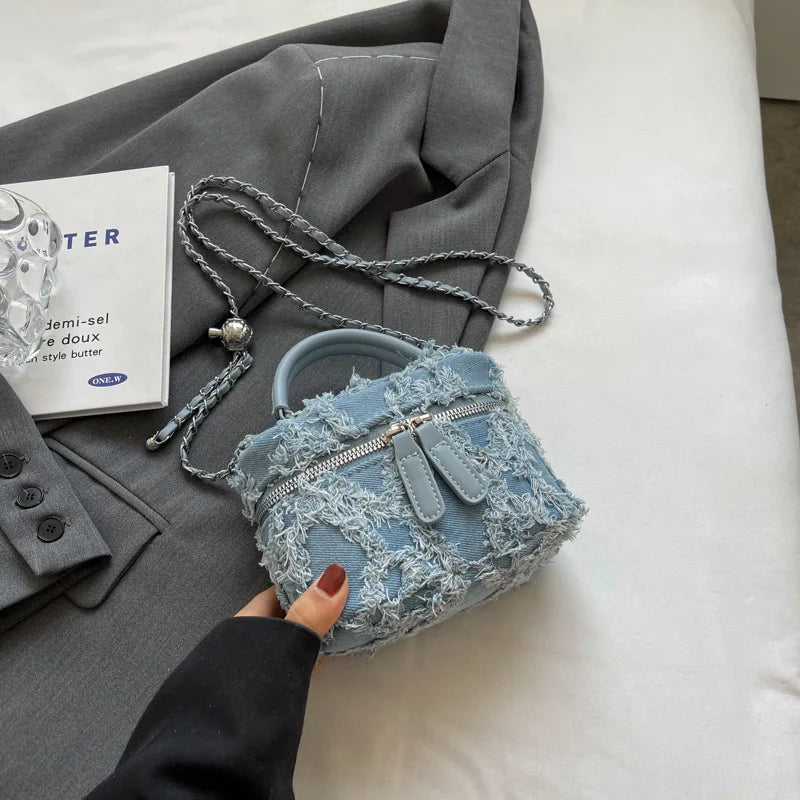 Fashion Denim Single Shoulder Bag | Women's Soft Chain Crossbody Handbag and Purse Luxegan
