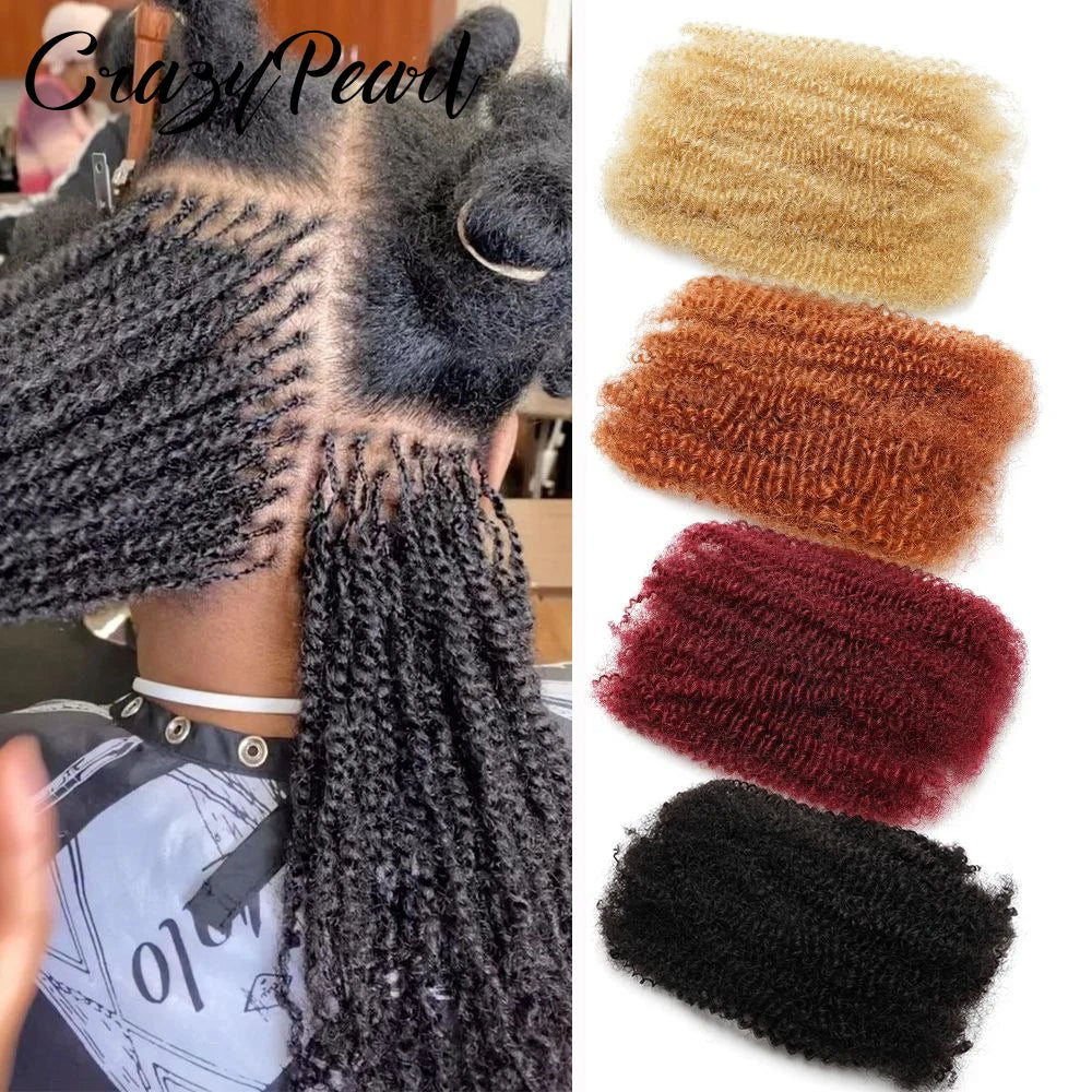 Afro Kinky Bulk Human Hair for Dreadlocks & Locs | 98% Peruvian Hair Twist Braiding Extensions 12-18 Inch