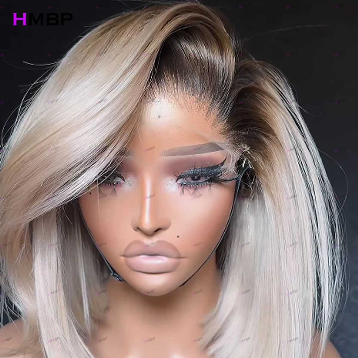Peluca frontal de encaje HD liso 13×4, color ombre, pelucas de ondas corporales sin pegamento, peluca frontal de encaje, cabello humano, lista para usar para mujeres HMBP