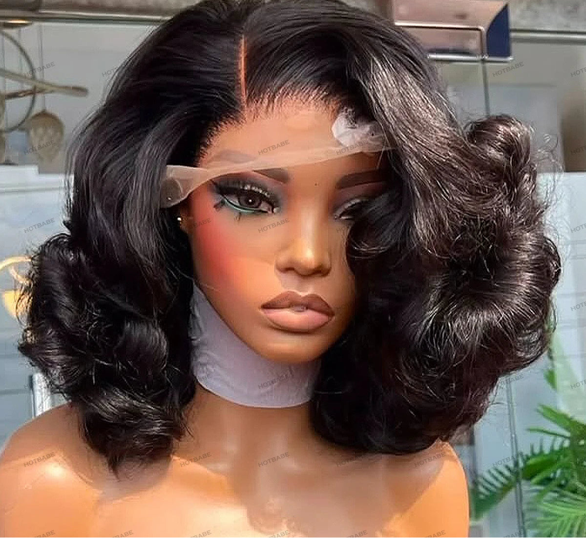 400% Ultra-Density Bouncy Curly Wig | Sophisticated 13x6 HD Transparent Lace Frontal | Elegant "Wear and Go" Brazilian Human Hair | "Dignified" Short Ready-to-Wear Glueless Remy Wig for Voluminous Styling Luxegan