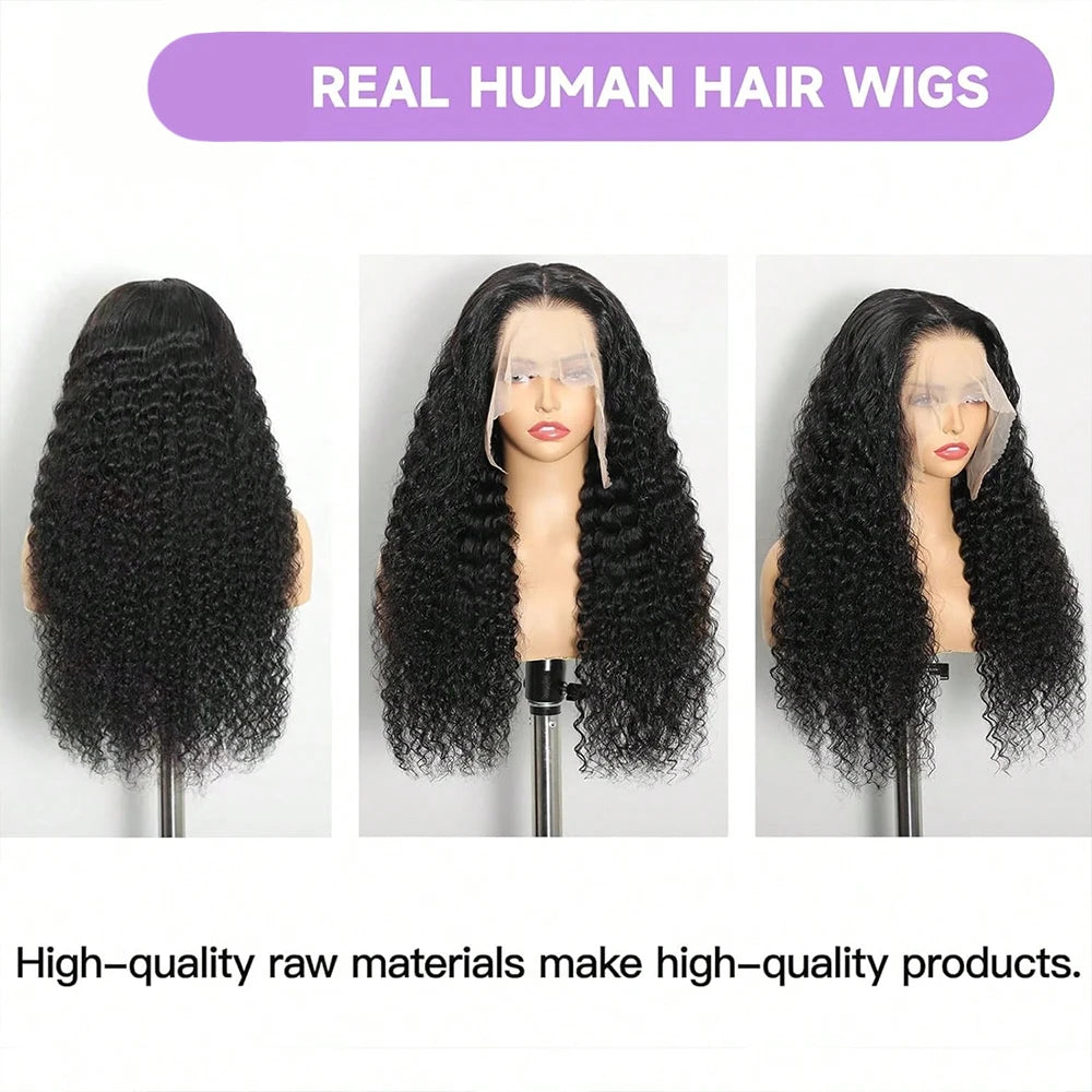 40-Inch Deep Wave HD Lace Frontal Wig | 250% Density Brazilian Remy Human Hair Wig | 13x4 / 13x6 Transparent Swiss Lace Frontal Deep Curly Wig for Women Luxegan