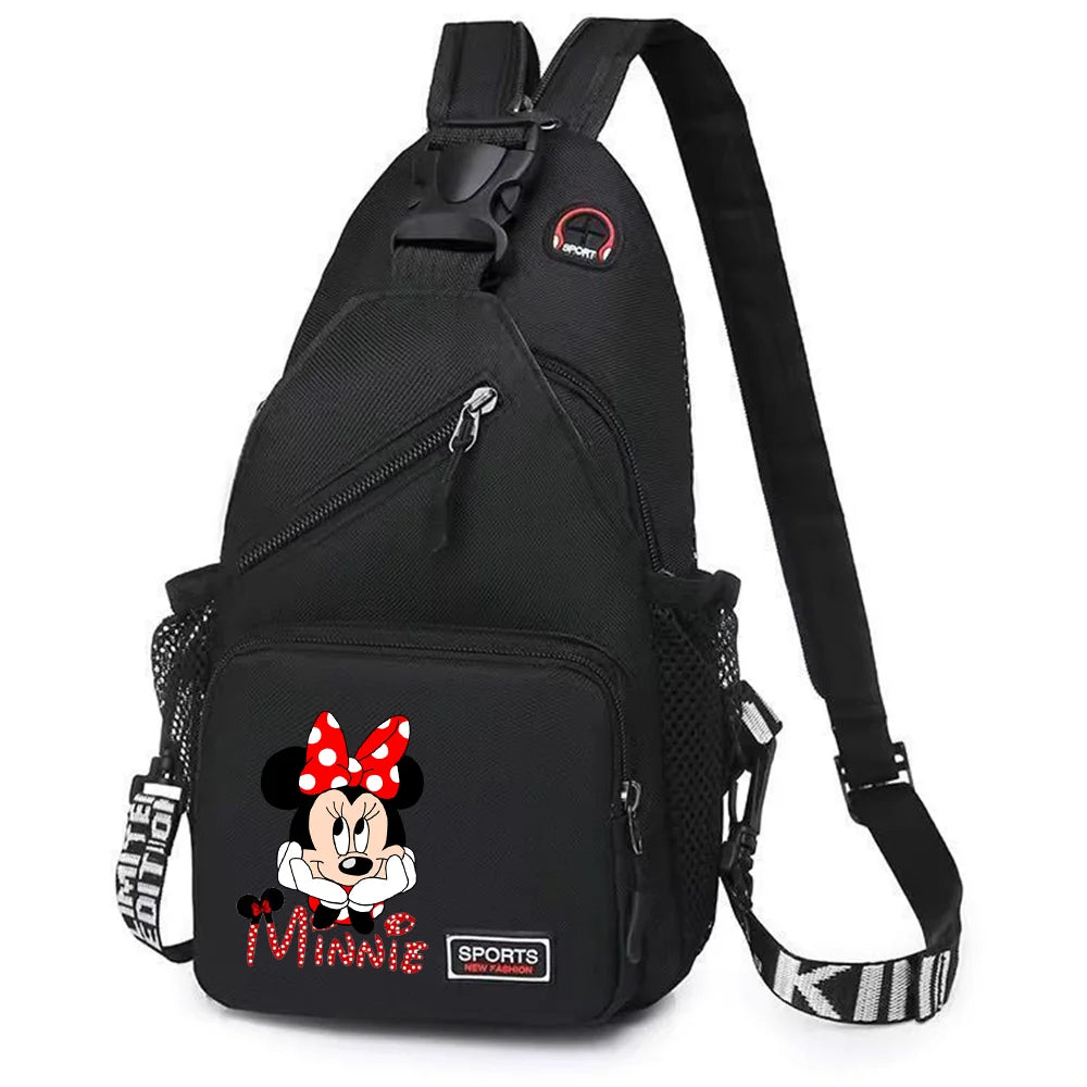 Mickey Minnie Mouse Cartoon Shoulder Bag | Unisex Multi-functional Oxford Fabric Backpack & Casual Chest Business Travel Pack Luxegan