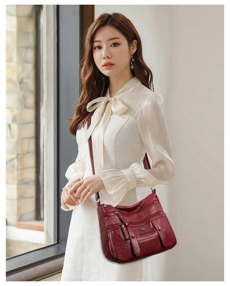 Soft Leather Mother Bag | Large Capacity Shoulder & Crossbody Bag Luxegan