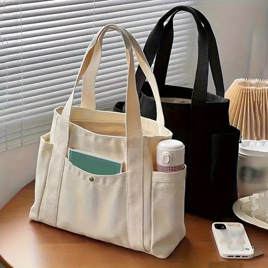 Large Capacity Canvas Tote | Multi-Pocket Shoulder Bag Luxegan