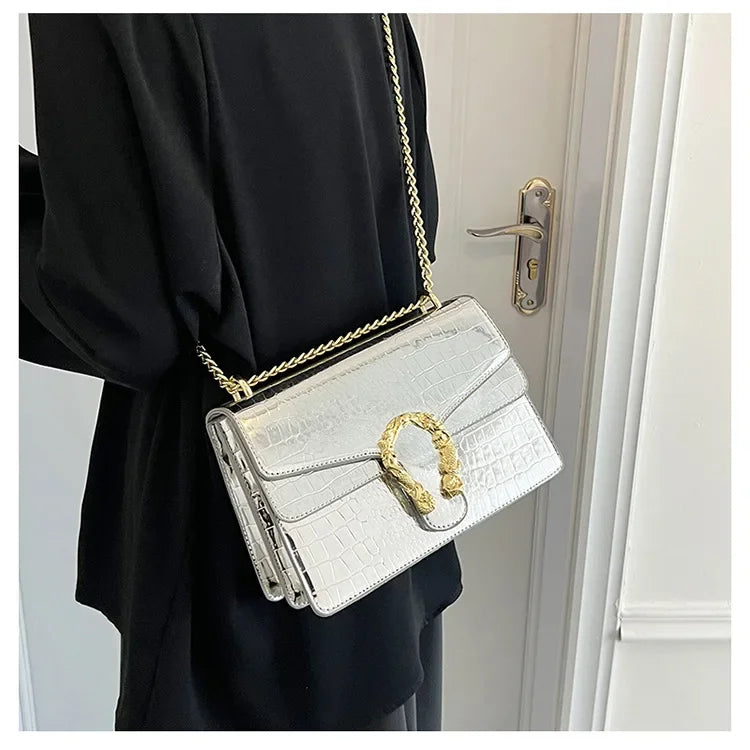 Hot Sale: New Crocodile Pattern Women's Bag | Simple Chain Crossbody & High-End Handbag Luxegan