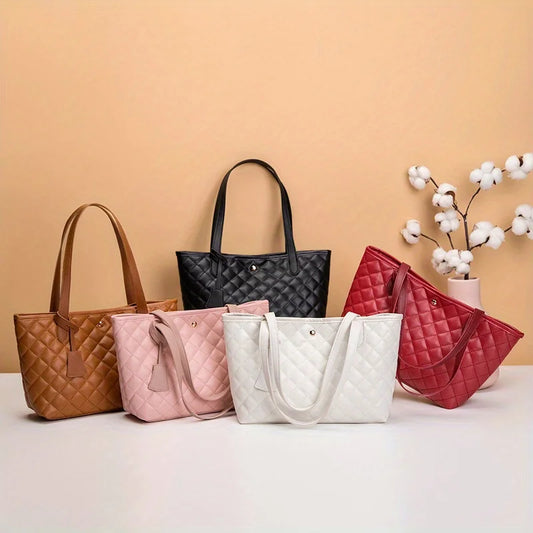 Chic Embroidered Satchel Tote Bag | Sophisticated Spacious Shoulder Handbag | Elegant Faux Leather Fashion Purse | "Dignified" Soft PU Bag with Fixed Strap for Versatile Daily Styling Luxegan