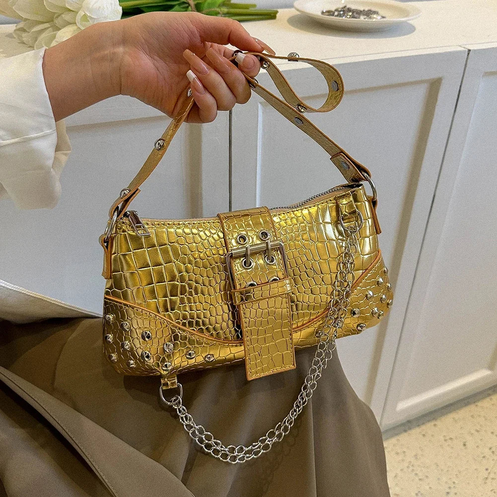 Fashion Women's Shoulder Bag | Y2K Armpit Bag & Luxury Design Pleated Underarm Bag (Solid Color Messenger Purse Hobos Handbags) Luxegan