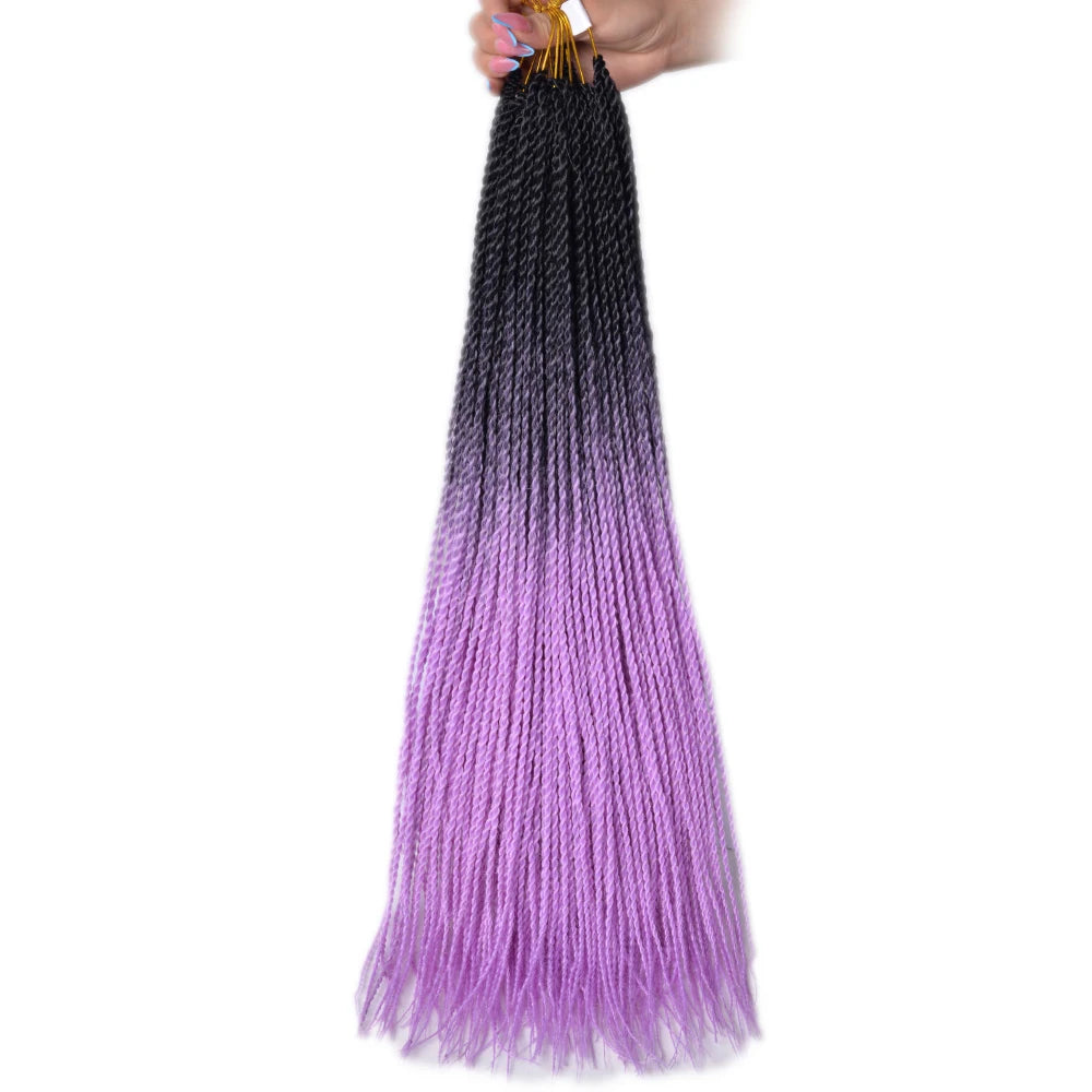 24-Inch Long Ombre Box Braids Crochet Hair - Pre-Looped Synthetic Braiding Hair Extensions - High Temperature Fiber 22 Strands/Pack Piano Color Crochet Braids for Women & Girls (27 Colors Available)