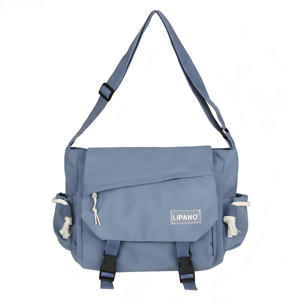 Large Capacity Retro Workwear Postman Bag | Unisex Nylon Crossbody & Shoulder Bag | Fashionable Horizontal Square Satchel with Multi-Pocket Organization Luxegan