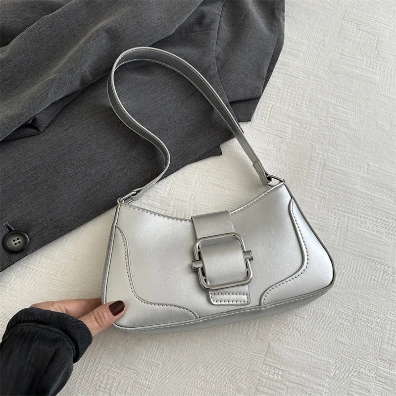 Women's Shoulder Bag | Fashionable Solid PU Leather Handbag & Casual Crossbody Purse