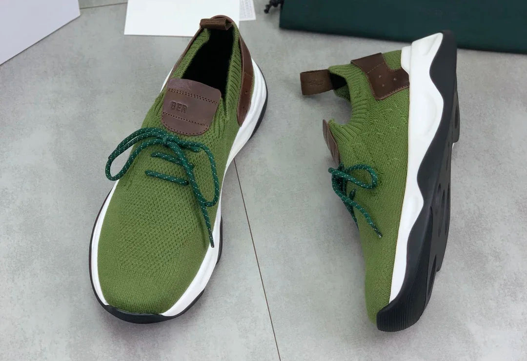 Men's Genuine Cow Leather Knitting Loafers | Sophisticated European Big Size 39–46 | Elegant "New Business" Quality Shoes | "Dignified" Breathable Sports Work Casuals for Radiant Versatile Styling Luxegan