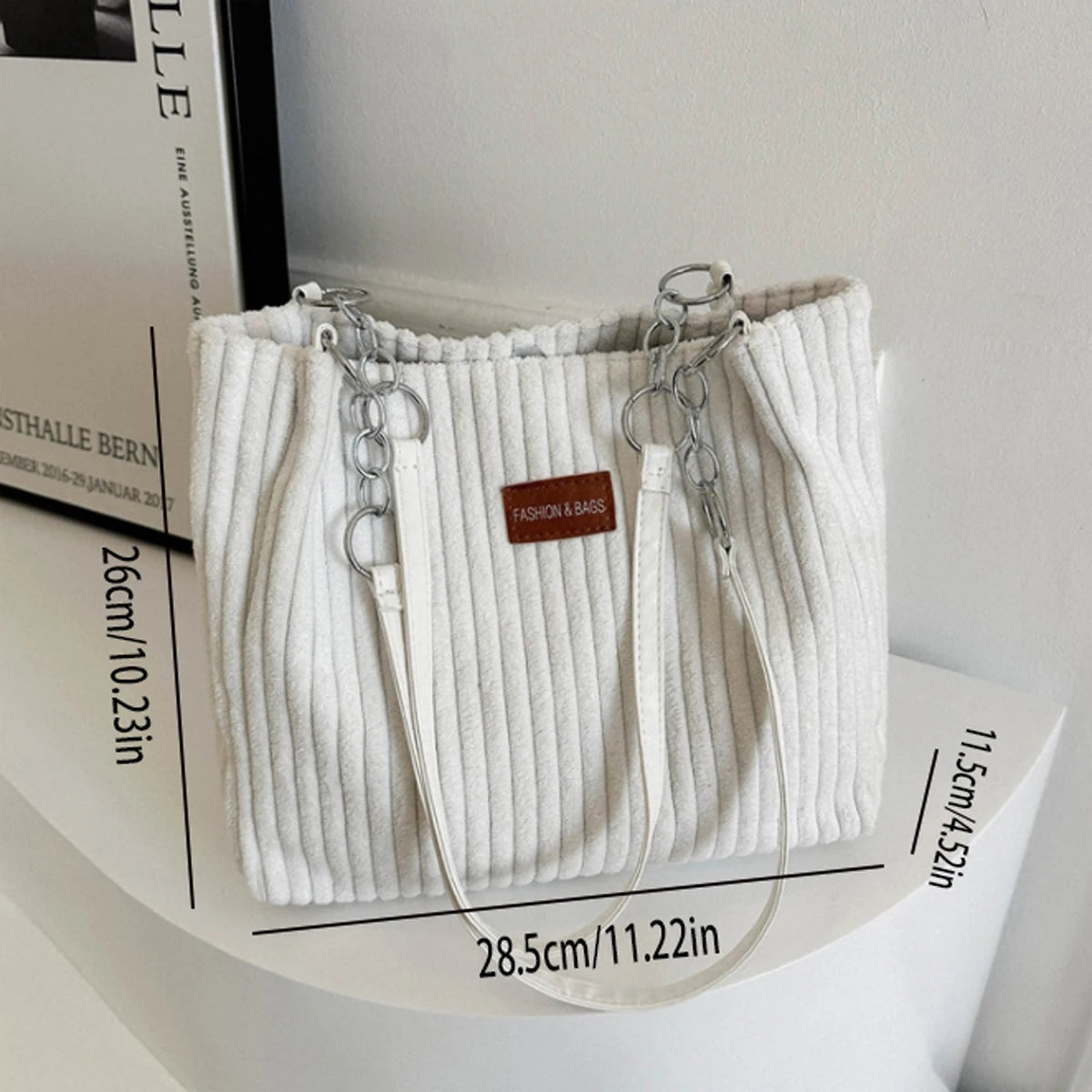 Simple Solid Color Velvet Bag | High Texture Chain Shoulder & Underarm Messenger Bag (Unisex Fashion Handbag for All Seasons) Luxegan