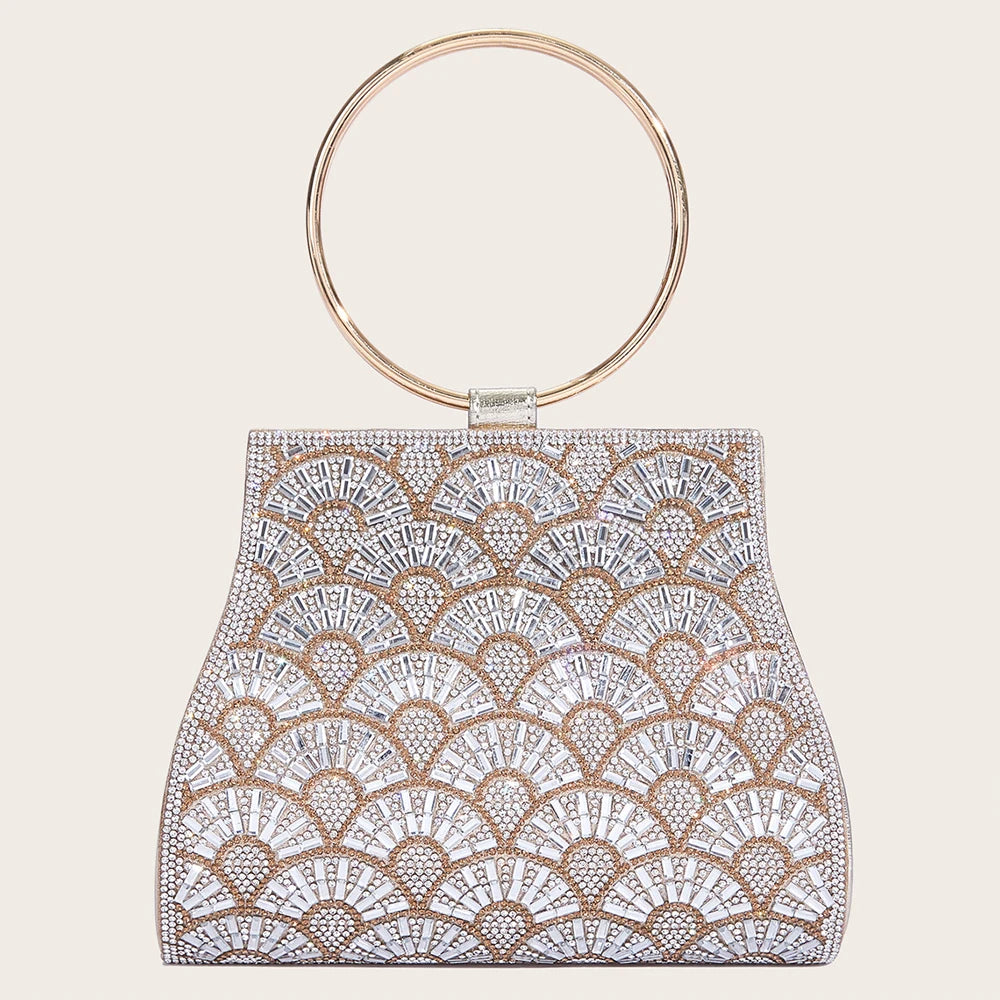 Acrylic Striped Diamond Clutch | Hard Bridal Rhinestones Evening Purse Luxegan