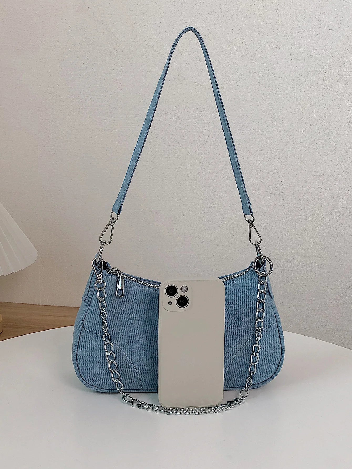 Denim Baguette Shoulder Bag | Casual Small Jeans Crossbody Canvas Bag Luxegan