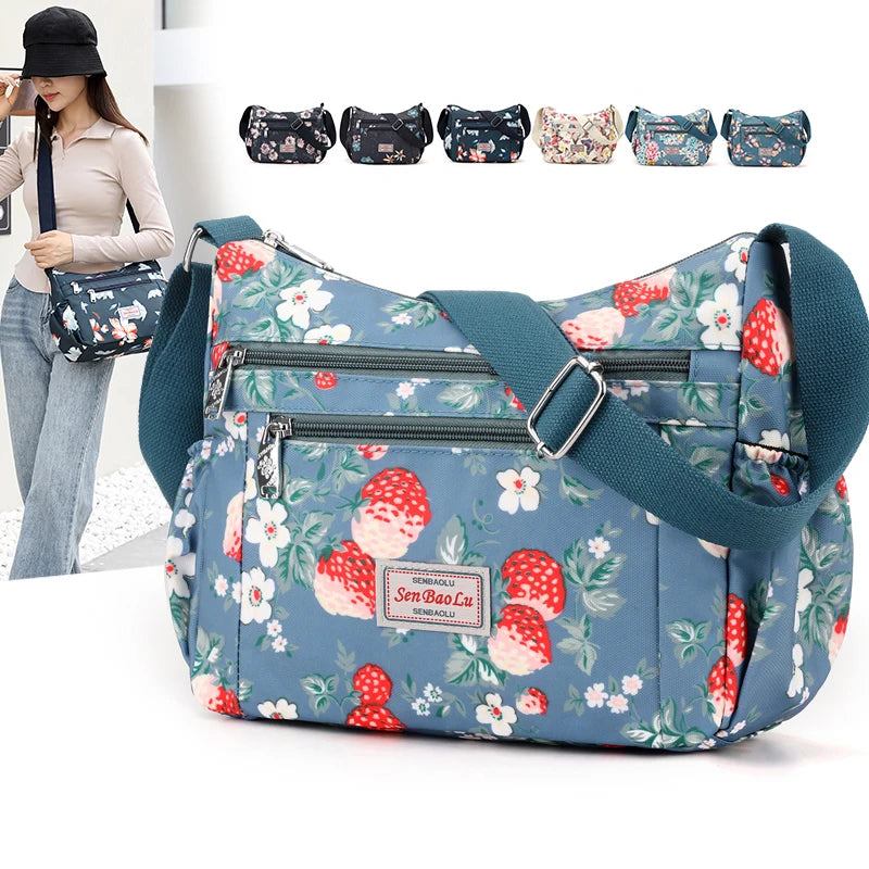 Fashion Floral Pattern Female Shoulder Bag | Pretty Style Girls Shopping Bag | Durable Fabric Women Crossbody Bag (SAC) Luxegan