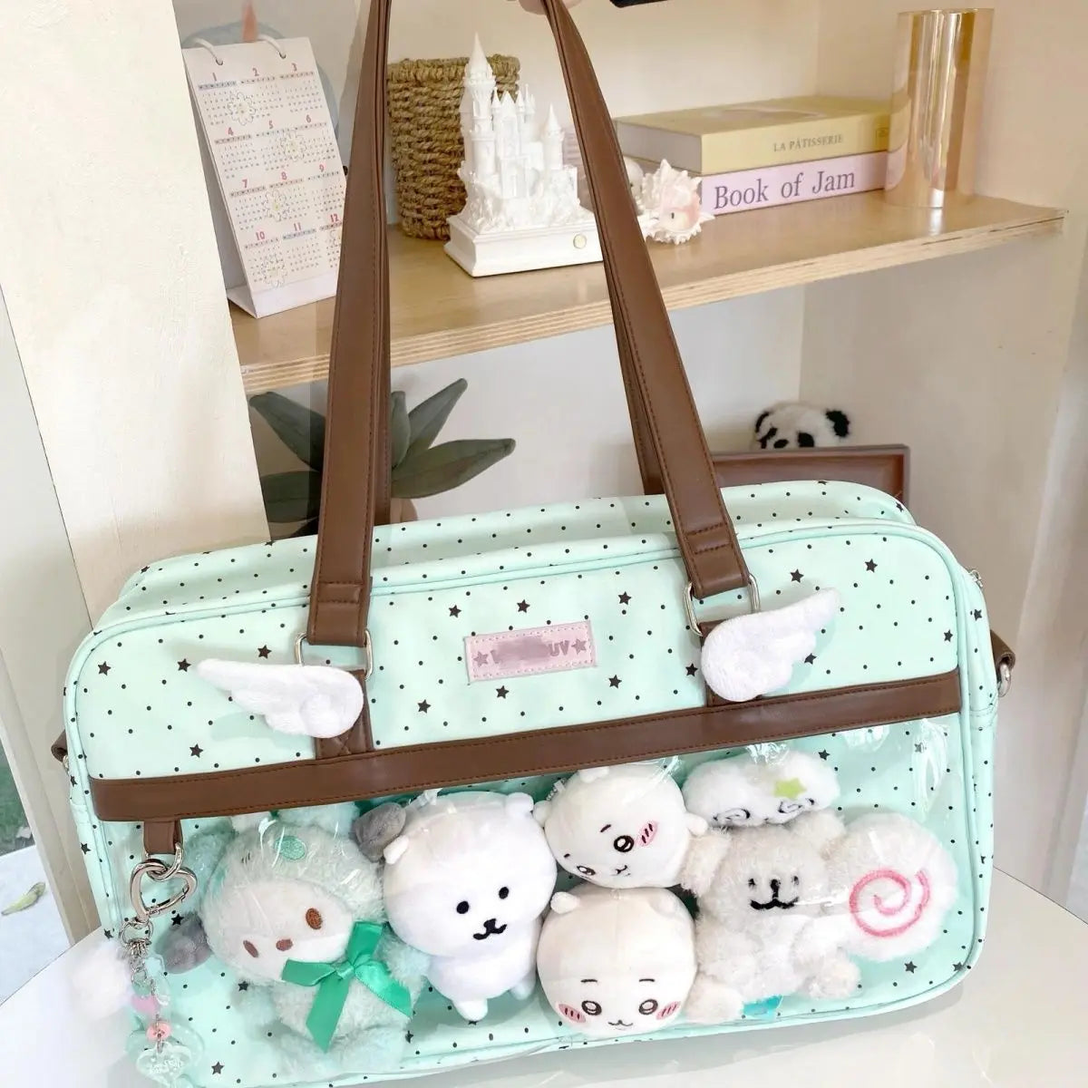 New Original Design Girl Sweet Y2k Ita Bag | Cute Polka Dot Nylon Shoulder Bag | JK Uniform Ulzzang Daily Commuting Women's Bag Luxegan