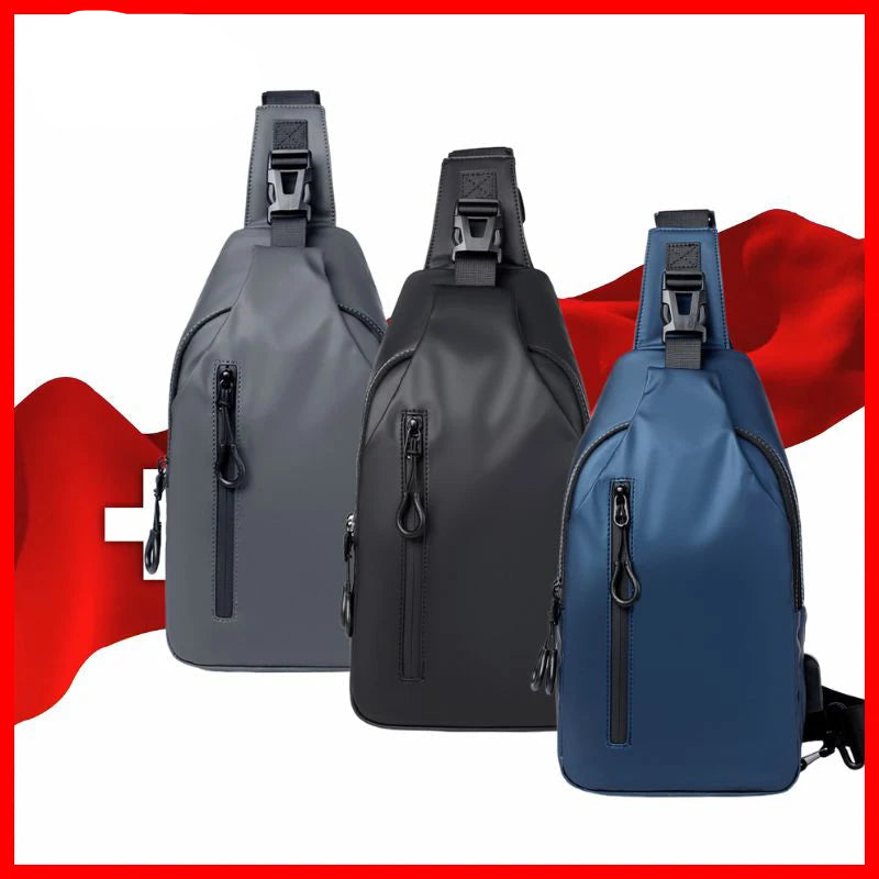 MILITARY Brand Anti-Theft Crossbody Chest Bag | New Men's Waterproof Shoulder Bag | Large Capacity Water-Repellent Travel Pack | Premium Oxford Unisex Flap Sling Bag with Multi-Pocket Interior Luxegan