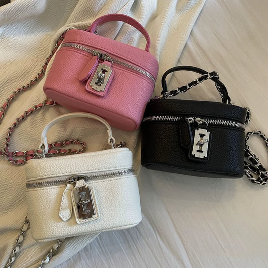 Mini Fashion PU Crossbody Bag | Sophisticated Lock-Buckle Shoulder Handbag | Elegant Coin Purse & Mobile Phone Bag | "Dignified" Soft Bucket Pouch for Trendy Daily Styling Luxegan