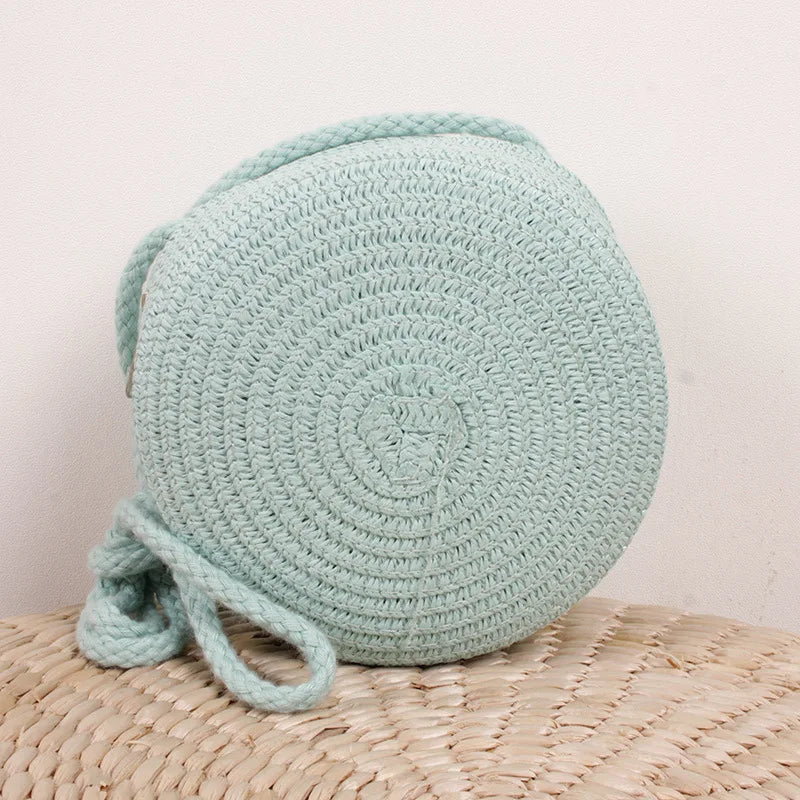 Round Straw Bag | Women's Woven Beach Crossbody Bag & Handmade Knitted Small Handbag Luxegan