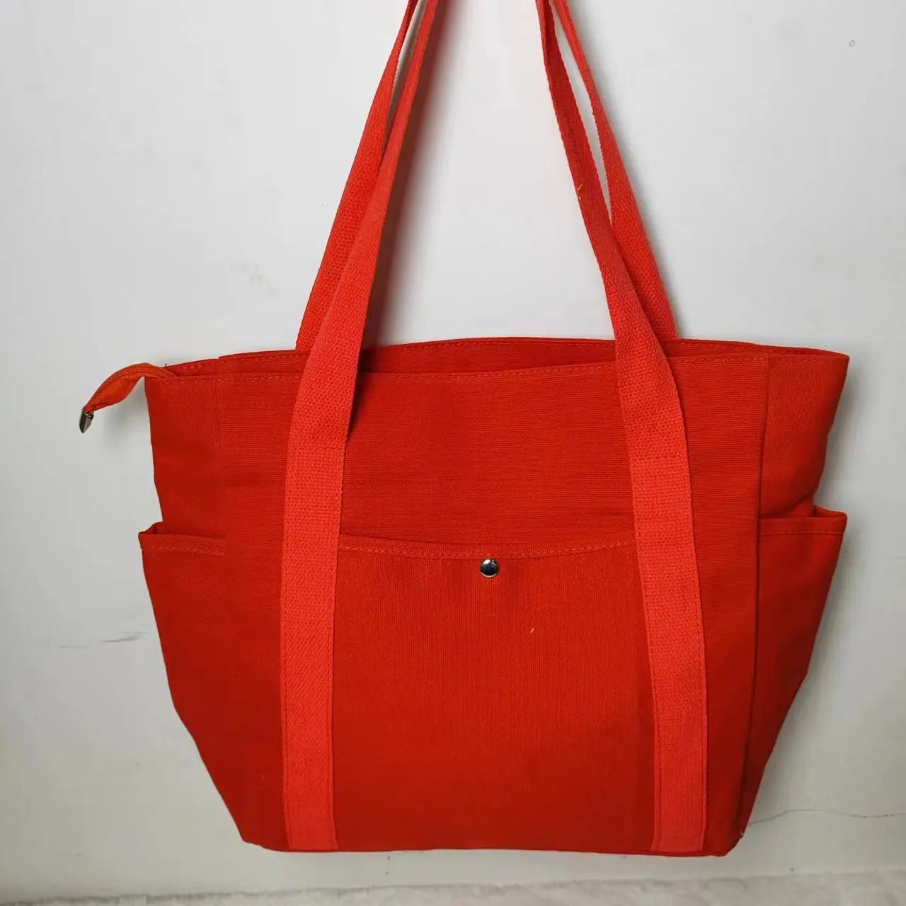 Soft Canvas Preppy Style Large Capacity Tote | Unisex Zippered Commuter Satchel Luxegan