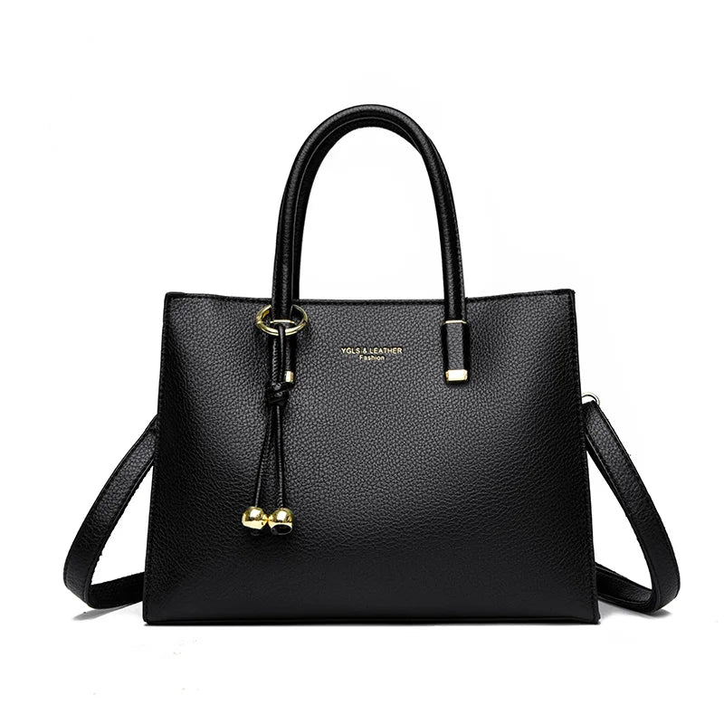 Genuine Style Top Quality Leather Shoulder Tote | Luxury Designer Crossbody Bag for Women | Large Capacity Casual Handbag with Letter Decoration | Versatile Daily Soft PU Leather Purse Luxegan