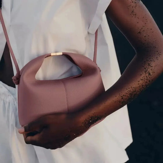 New Pol Bento French Niche Crossbody Bag | Luxury Polene-Inspired Leather & Polyester Dumpling Handbag | Elegant One-Shoulder Commuter Hobo for Parties & Daily Use Luxegan