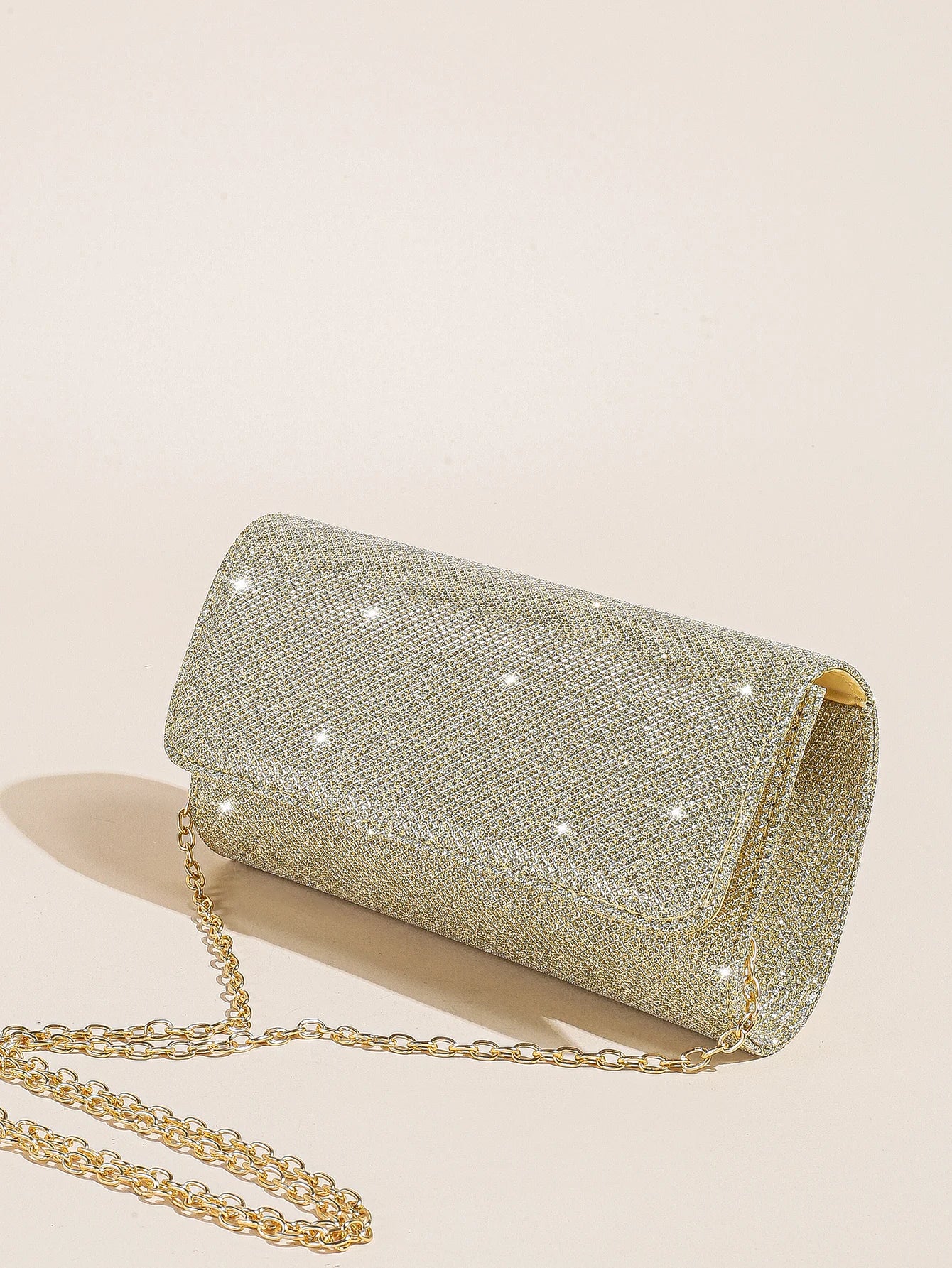 Glitter Evening Bag & Sparkling Clutch Purse | Sophisticated Fold-Over Party Handbag for Women | Elegant Wedding & Formal Occasion Bag | Luxury High-Street Shimmering Social Purse Luxegan