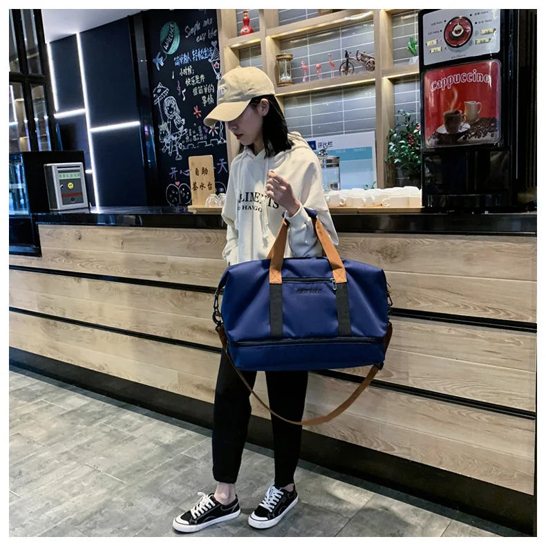 Large Capacity Waterproof Travel Gym Bag | Portable Oxford Fitness Duffle | Short-Distance Luggage & Men's Sports Handbag | Lightweight Shoulder Crossbody Bag Luxegan