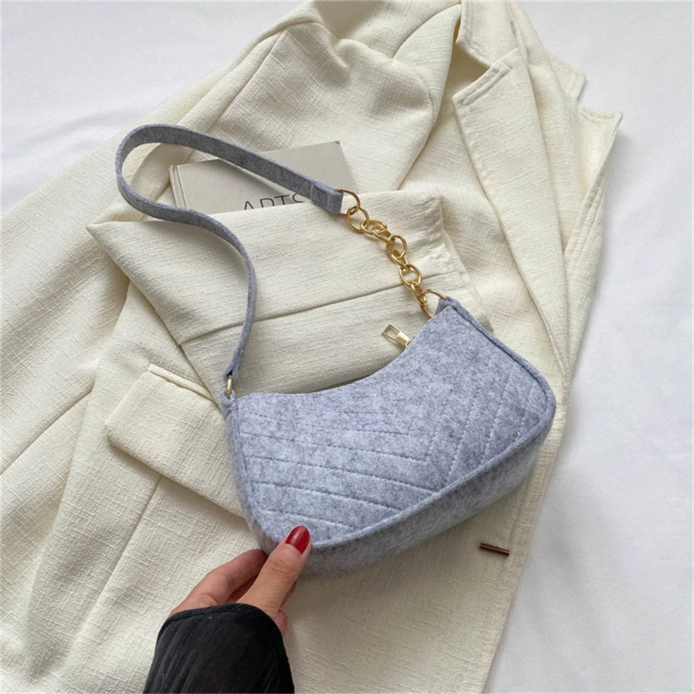 Nylon Mini Box Bag | Soft Felt Texture Solid Underarm Shoulder Bag Luxegan