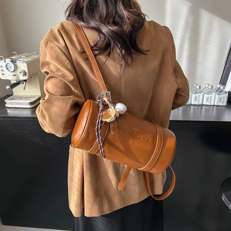 Multifunctional Cylinder-Shaped Shoulder Bag | Designer Handbag & Luxury Crossbody Bag Luxegan