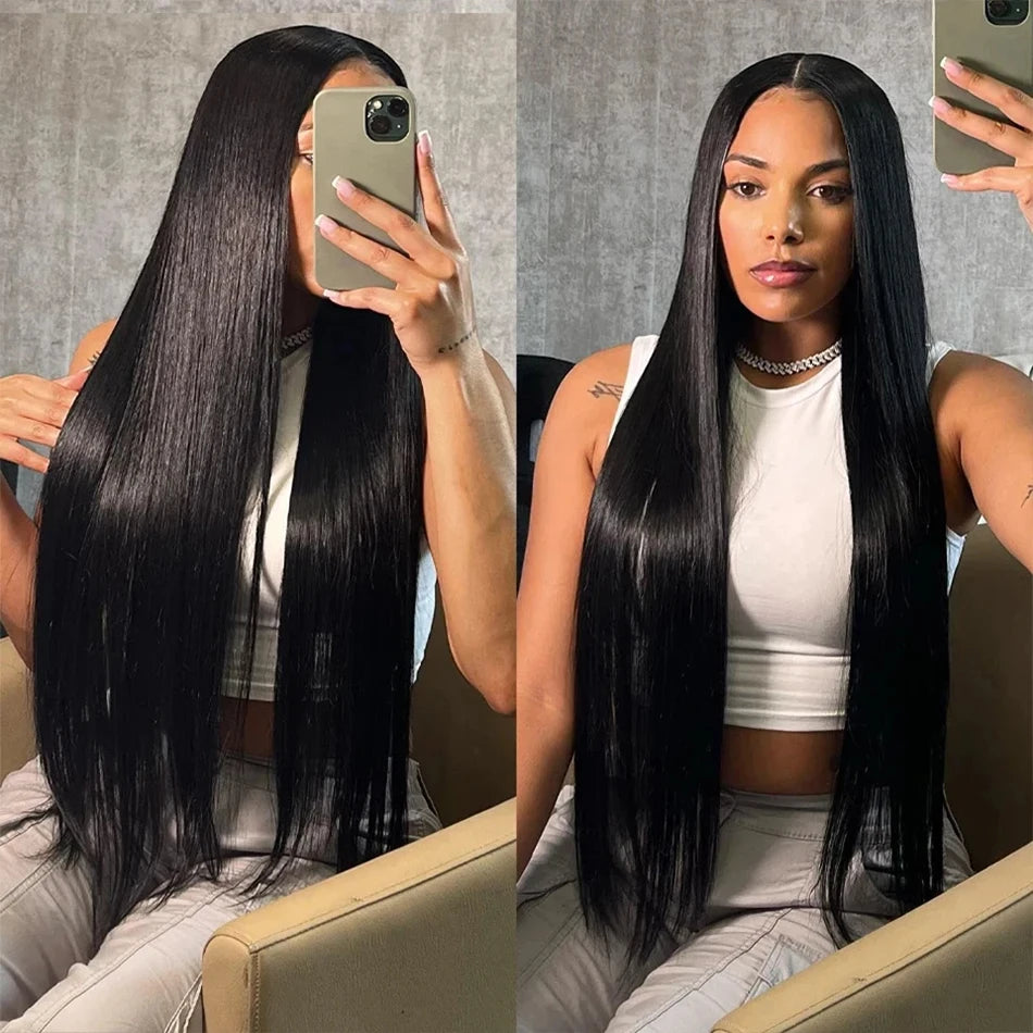 30–32 Inch Bone Straight Wig | Sophisticated 13x6 HD Transparent Lace Frontal | Elegant "Melt Skins" Brazilian Human Hair | "Dignified" 180% Density Remy Wig for Radiant Versatile Styling Luxegan